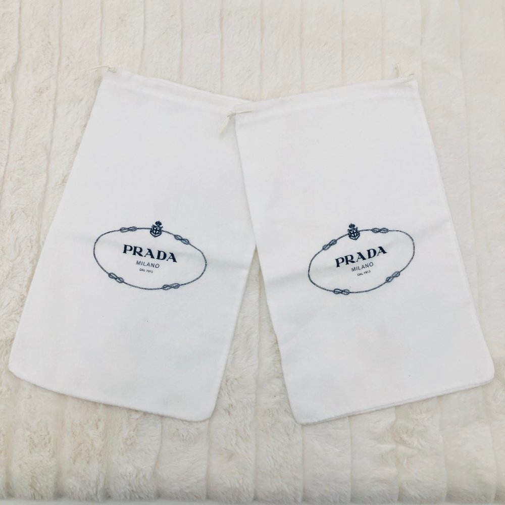 PRADA 2 SHOE DUST BAGS WHITE